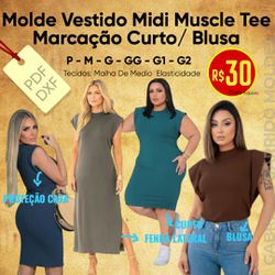 MOLDE VESTIDO MIDI MUSCLE TEE / MARCAÇÃO VESTIDO C... - GGMOLDES