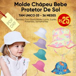 MOLDE CHAPEU BEBE PROTETOR DE SOL - TAM UNICO - 10... - GGMOLDES