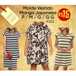 Molde Vestido Manga Japonesa P ao GG - 10304 - GGMOLDES