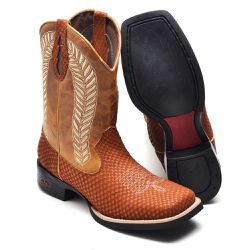 Bota Masculina Texana Country Cano Médio Couro Lux... - GH CALÇADOS