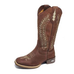 Bota Texana Country Feminina Cano Alto Couro Glite - GH CALÇADOS