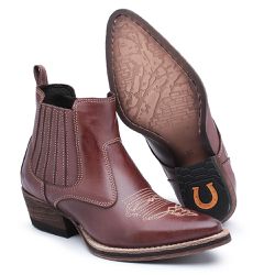 Bota Country Texana Bico Fino Cano Curto - GH CALÇADOS