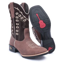 Bota Country Cano Alto Bordado Bico Quadrado - GH CALÇADOS