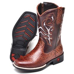 Bota Masculina Infantil Texana em Couro - GH CALÇADOS