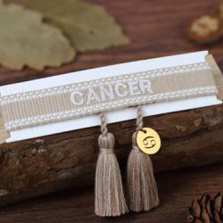 Pulseira Ajustável Tecido Signo Cancer - Gióg Joias - Joias e Semijoias 