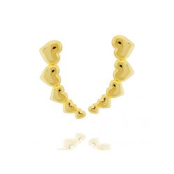 Brinco Ear Cuff Corações Banhado Ouro 18K - Gióg Joias - Joias e Semijoias 