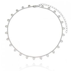 Choker Corações Banhado Ródio Branco - Gióg Joias - Joias e Semijoias 