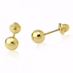 Brinco Infantil Bola 4mm Ouro 18K - Gióg Joias - Joias e Semijoias 