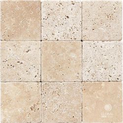 Tijolinho Travertino Anticato 10x10cm - Plaza Revestimentos 