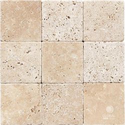Tijolinho Travertino Anticato 10x10cm - GLOBAL PEDRAS