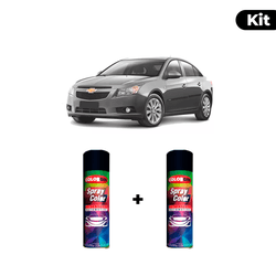 KIT SPRAY AUTOMOTIVO - CINZA RUSK 2012 POL + VERNI... - Gon Tintas