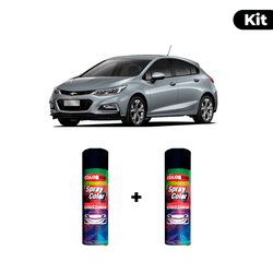 KIT SPRAY AUTOMOTIVO - CINZA SAINT STEEL POL + VE... - Gon Tintas