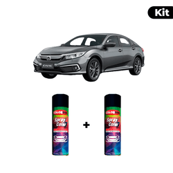 KIT SPRAY AUTOMOTIVO - CINZA BARIUM 2014/15 POL + ... - Gon Tintas