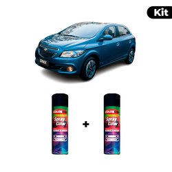 KIT SPRAY AUTOMOTIVO - AZUL SKY 2014 POL + VERNIZ ... - Gon Tintas