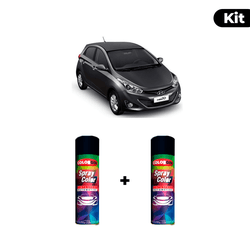 KIT SPRAY AUTOMOTIVO - PRETO ONIX 2013 POL + VERNI... - Gon Tintas