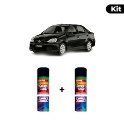 KIT SPRAY AUTOMOTIVO - PRETO ROCK 2013 POL + VERNI... - Gon Tintas