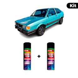 KIT SPRAY AUTOMOTIVO - AZUL INDICO 1990 POL + VERN... - Gon Tintas