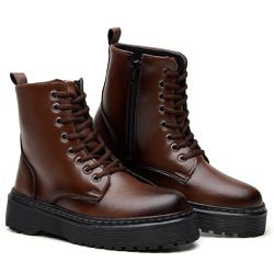 Bota estilo coturno feminina cor capuccino - Gouve... - GOUVEIA COSTA