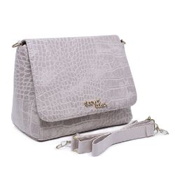 Bolsa Feminina Estilo Baú Transversal Croco Marfim... - GOUVEIA COSTA