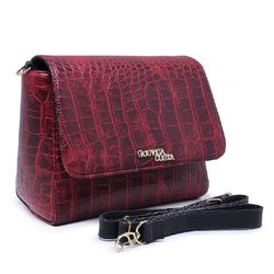 Bolsa Feminina Estilo Baú Transversal Croco Vermel... - GOUVEIA COSTA