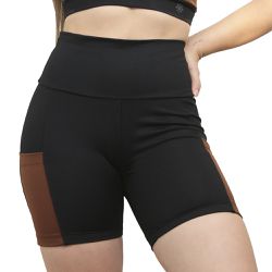 Shorts Serena com Bolso Coffe - SHOT C/B COFFE - GRATIA FITNESS
