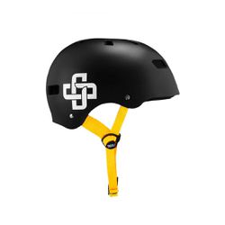 CAPACETE PRETO FOSCO FITA AMARELA IRON PROFISSIONA - GREGÓRIO PATINETES