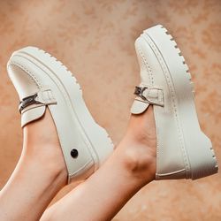 Mocassim Plataforma Sophia Off White - GRIFEMUR