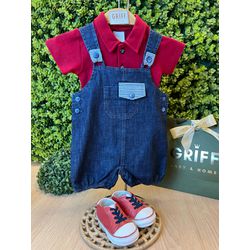 Conjunto Body +Jardineira Jeans - 12184 - GRIFF BABY