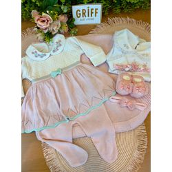 Saída de Maternidade Lara - 3 Peças - 10659´, - GRIFF BABY