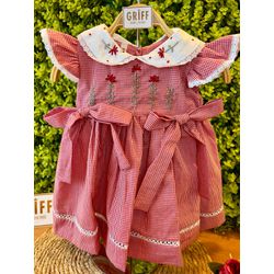  Vestido Jardim Xadrez vermelho - 12090 - GRIFF BABY