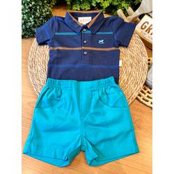 Conjunto Body Polo + Short Bebê - 12144 - GRIFF BABY