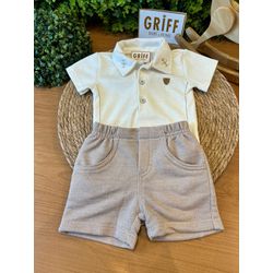 Conjunto Body + Short Bebê Avião - 12143 - GRIFF BABY