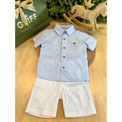 Conjunto Bata Em Linho Menino + Bermuda - 12135 - GRIFF BABY