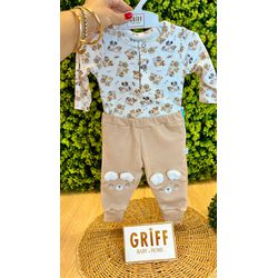 Conjunto Body Longo E Calça Culote Doguinhos - 122... - GRIFF BABY