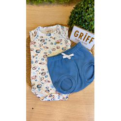 Conjunto Body Regata E Tapa Fralda Espacial - 1221... - GRIFF BABY