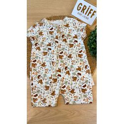 Macacão Curto Com Zíper Camping - 12206/12207 - GRIFF BABY