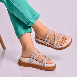 Sandália FlatForm Beatriz Off White - 1291 - GRINGA STORE