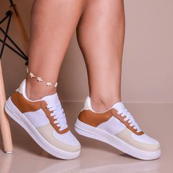 Tênis Feminino Lolla Creme/Caramelo - 1017 - GRINGA STORE