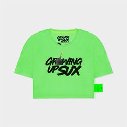 CAMISETA OVERSIZED SUX CROPPED VERDE BOMB - Growing Up Sux