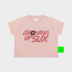 CAMISETA BABY LOOK SUX CROPPED ROSA DONUT - Growing Up Sux