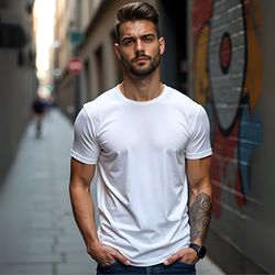 Camiseta Básica Masculina Lisa 100% algodão 30.1 (CM01-LISA) - Branco
