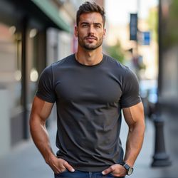 Camiseta Básica Masculina Lisa 100% algodão 30.1 (CM01-LISA) - Chumbo