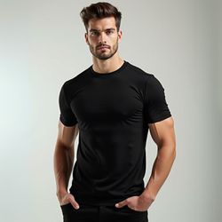Camiseta Básica Masculina Lisa 100% algodão 30.1 (CM01-LISA) - Preto
