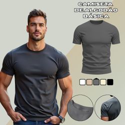 Camiseta Básica Masculina Lisa 100% algodão 30.1 (CM01-LISA) - Chumbo