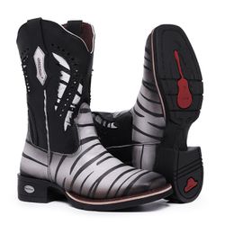 Bota Texana Zebra - 4185-PRETO - Calçados Amarok