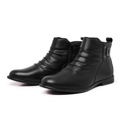 Bota Feminina Liss Cano Baixo Drapeada 0650 de Cou... - Mister Couros