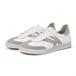 Tenis De Couro Isabely Cor: Branco/Dourado - Mister Couros