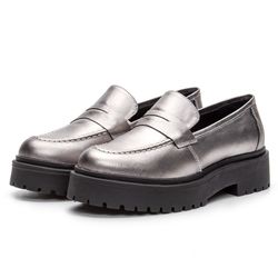 Mocassim Feminino Tratorado METALIZADO PRATA - Mister Couros