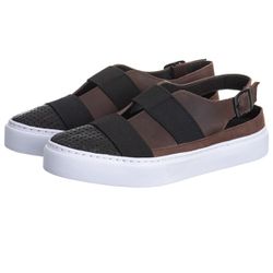 TÊNIS DE COURO MODELO KF ÉRICA - Café e Preto - Mister Couros