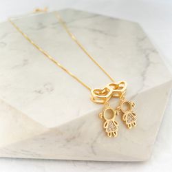 Colar Filhos Coração Folheado em Ouro 18k - IAIÁ Semijoias